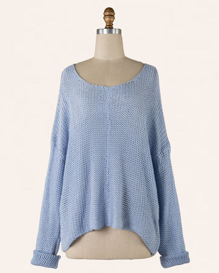 V Neck Cable Knit Long Sleeve Sweater