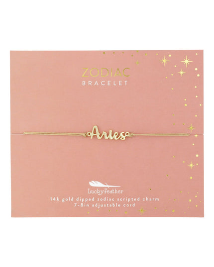 Zodiac Gold Scripted Adjustable Cord Bracelet