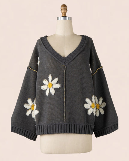 Daisy Soft Knit V Neck Bell Sleeve Sweater