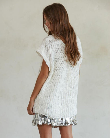 Anika Round Neck Short Sleeve Sweater Top