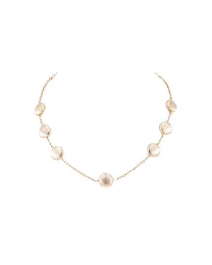 Spaced Single Triple Flat Metal Round Bead Necklace