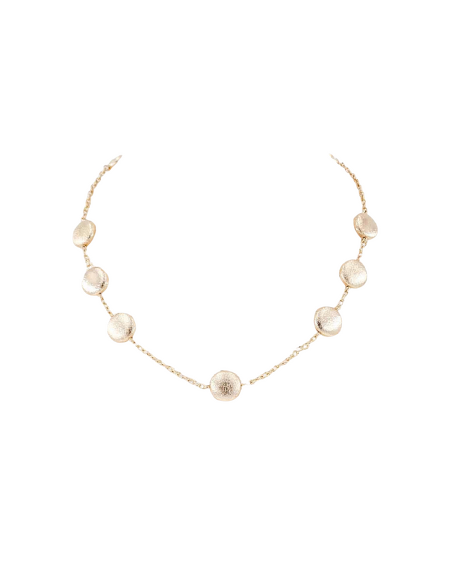 Spaced Single Triple Flat Metal Round Bead Necklace