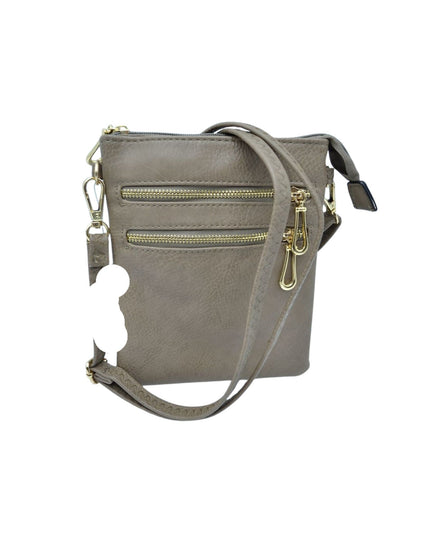 2 Zipper Tall Vegan Leather Crossbody Bag