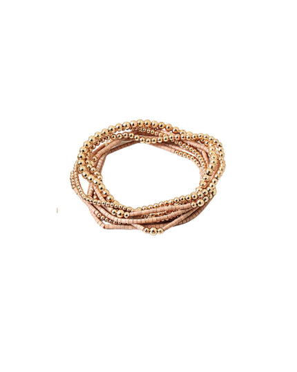 Thin Bead Gold Ball Beaded 7 Bracelet Set