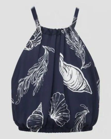 Sea Shell Printed Bubble Halter Neck Top