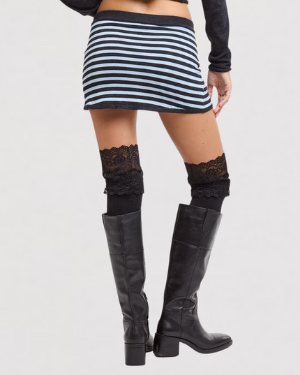 Striped Mini Skort Sweater Knit
