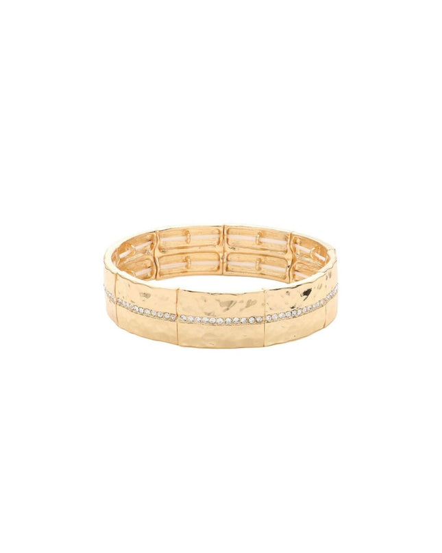 CZ Lined Metal Stretch Bracelet