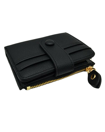 Zipper Button Card Holder Wallet