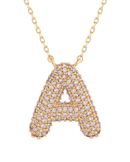 CZ Stone Initial Monogram Necklace