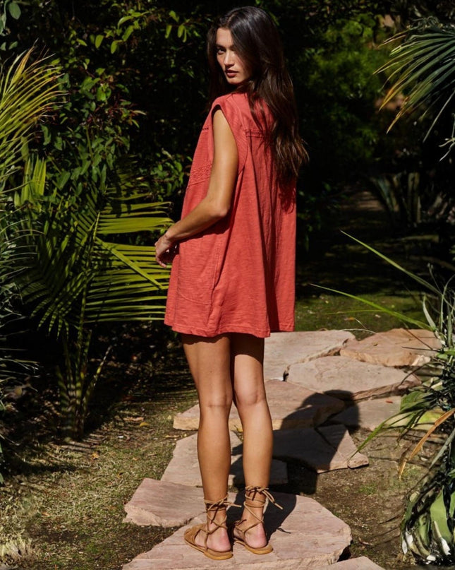 Kane Lace Detail Sleeveless Side Pockets Tunic Dress