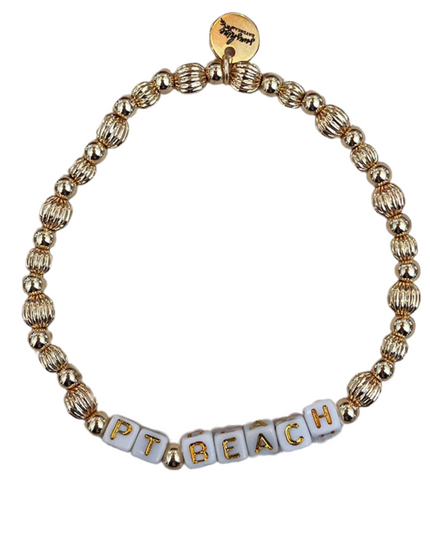 Point Beach Golden Beaded Letter Block Bracelet