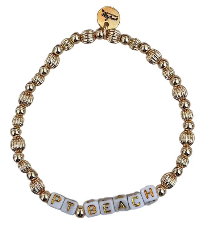 Point Beach Golden Beaded Letter Block Bracelet