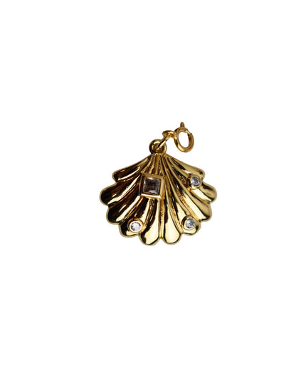 Fan Shell Crystal Detail Gold Charm