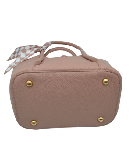 Checkered Scarf Detail Satchel Bag