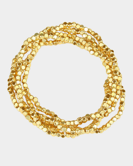 Metal Square Cube Beaded 5 Bracelet Set