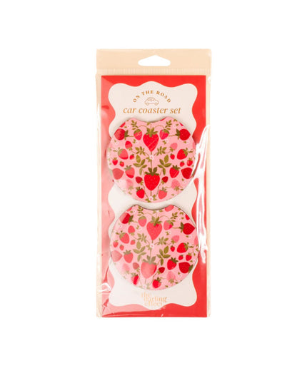 Strawberry Fields On The Road Car Coaster Set