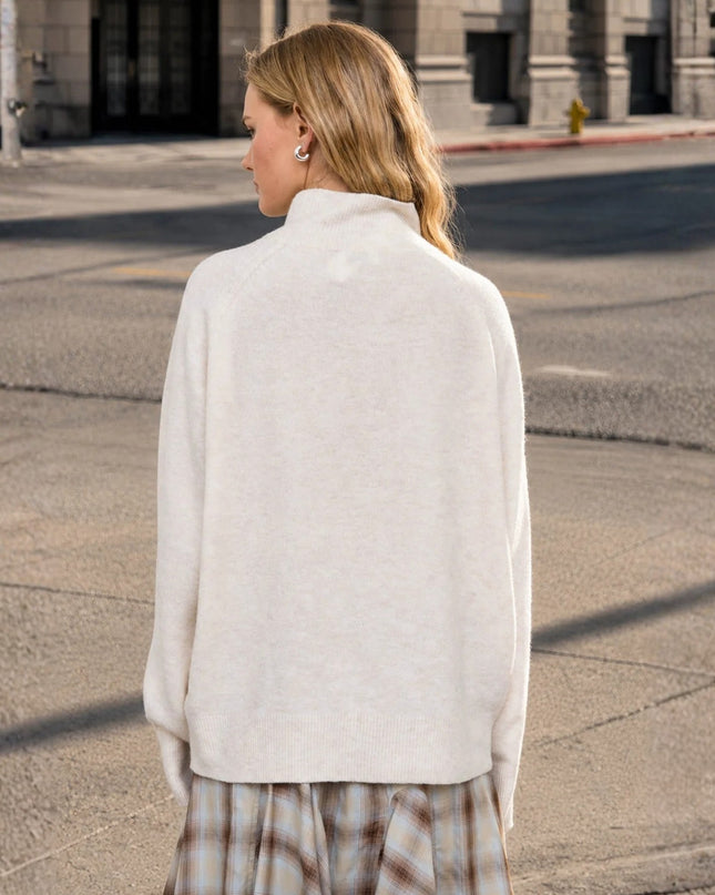 Mock Neck Center Seam Knit Sweater