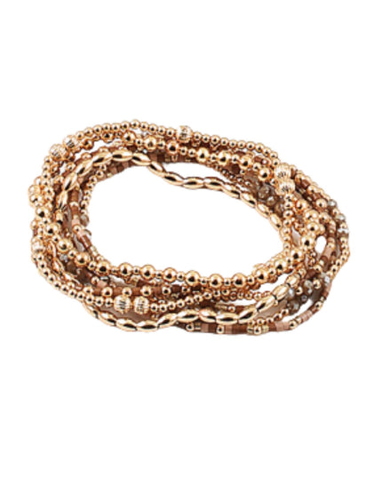 Mixed Gold Metal Colorful Beads Bracelet Set