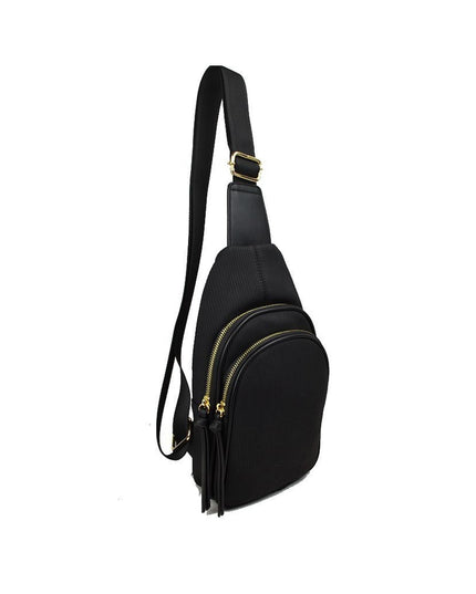 Ribbed Sling Crossbody Bag