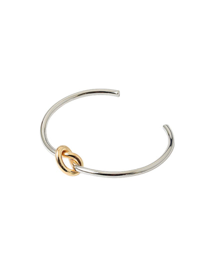 Knotted Two Tone Metal Cuff Bracelet
