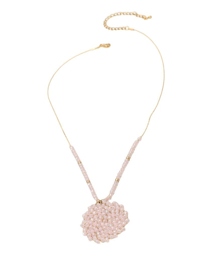 Round Beaded Pendant Gold Metal Statement Necklace