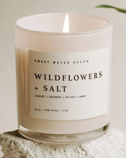 Wildflowers & Salt 11oz White Jar Soy Candle
