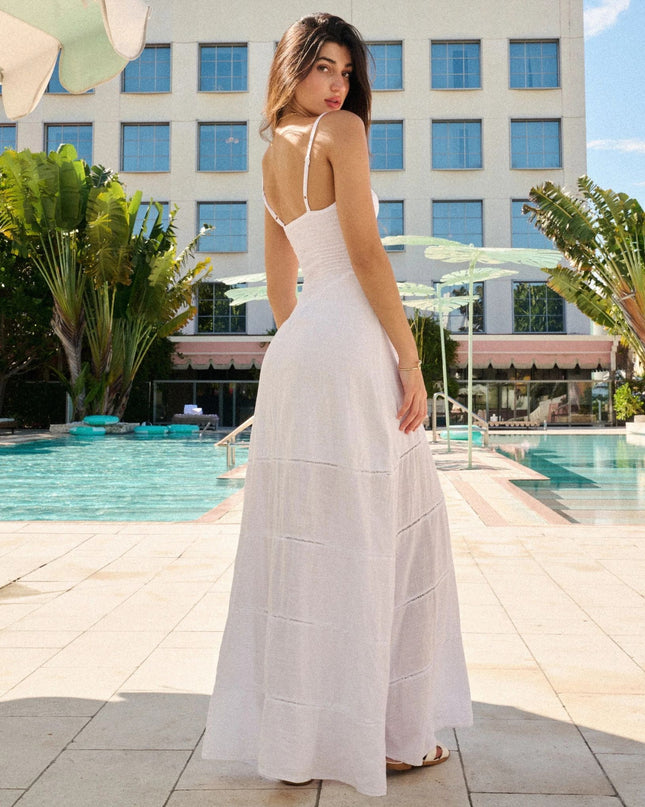 Alexandra Crochet Line Detail Spaghetti Strap Maxi Dress