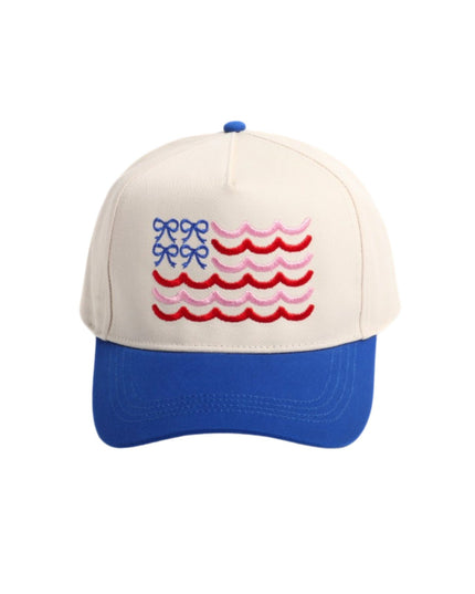 Bow Americana USA Flag Embroidery Two Tone Trucker Hat