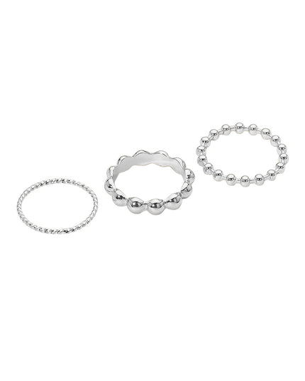 Ball Bead Wavy Metal 3 Ring Set
