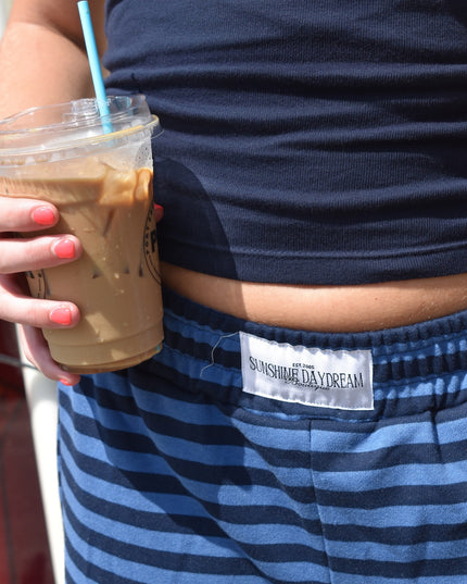 Striped Sunshine Daydream Elastic Waist Patch Logo Lightweight Terry Sweatpants