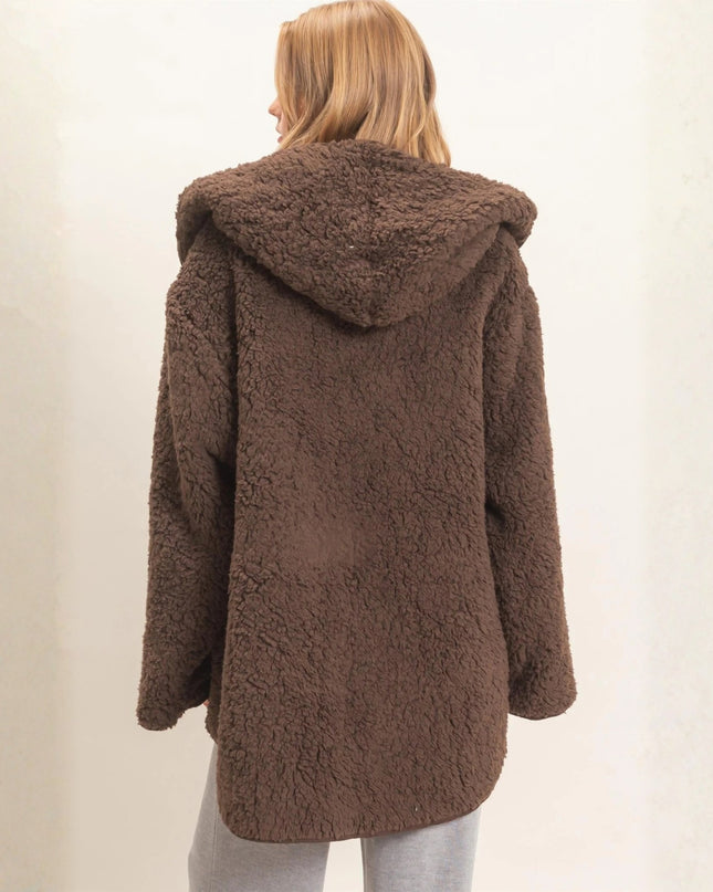 Hooded Open Sherpa Jacket