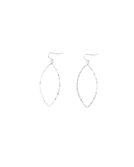 Open Marquise Hammered Metal Earrings