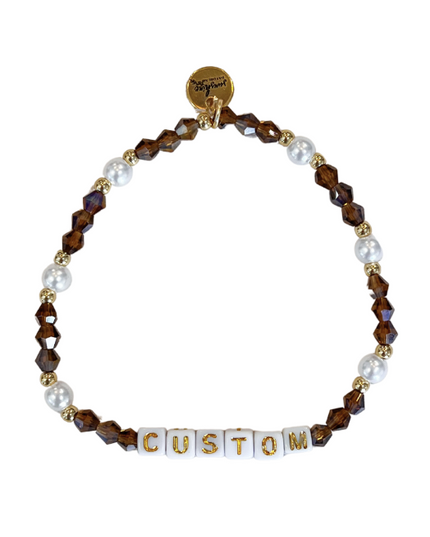 Single Pearl Custom Letter Block Bracelet