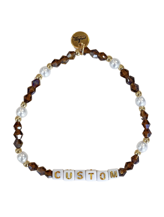 Single Pearl Custom Letter Block Bracelet