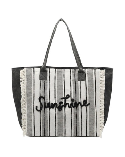 Sunshine Stripe Fringe Tote Bag