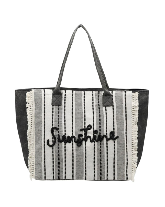 Sunshine Stripe Fringe Tote Bag