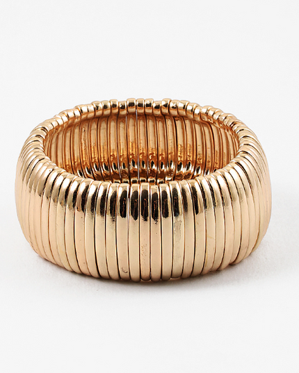 Plain 1" Wide Metal Bead Stretchable Bracelet