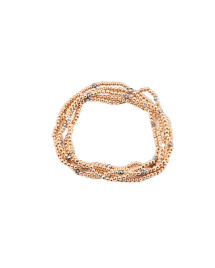 Spaced Tiny Crystal Gold Ball Bead 5 Bracelet Set