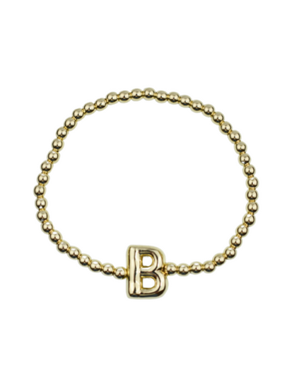 Bubble Initial Ball Gold Stretch Bracelet