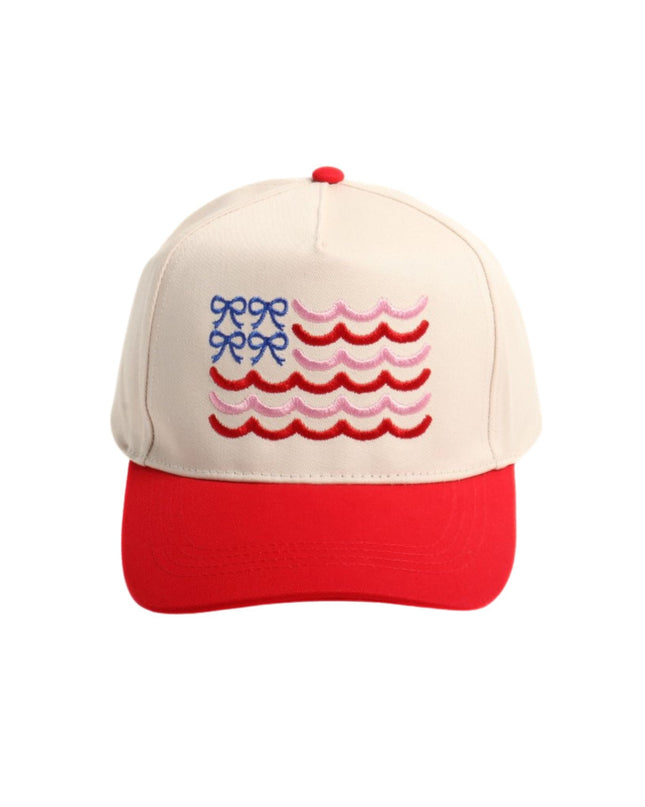 Bow Americana USA Flag Embroidery Two Tone Trucker Hat