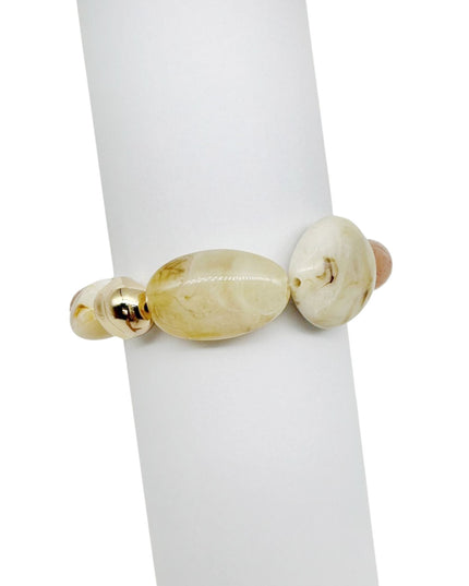 Chunky Natural Stone Gold Bead Stretch Bracelet