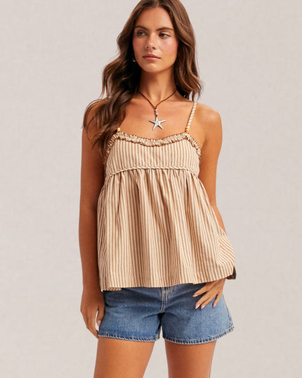 Ruffle Detail Striped Cami Top