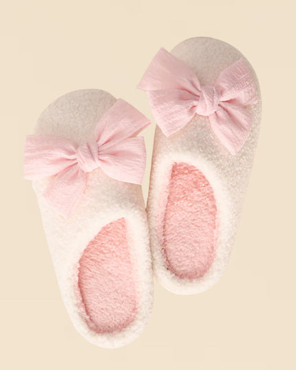 Blush Betty Bow Fuzzy Slippers