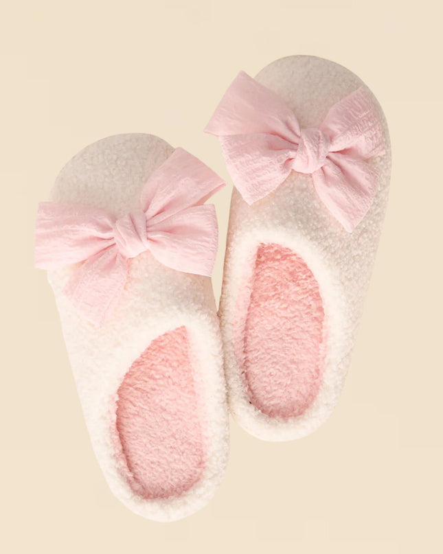 Blush Betty Bow Fuzzy Slippers