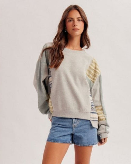 Contrast Printed Detail Oversized Sweatshirt