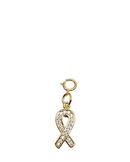 Rhinestone Awareness Ribbon Gold Charm