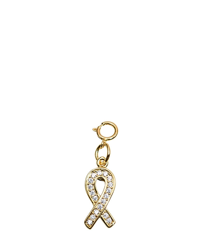 Rhinestone Awareness Ribbon Gold Charm