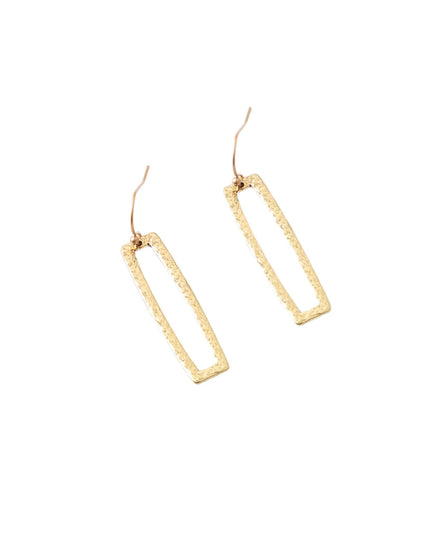 Hammered Metal Open Rectangle Drop Earrings