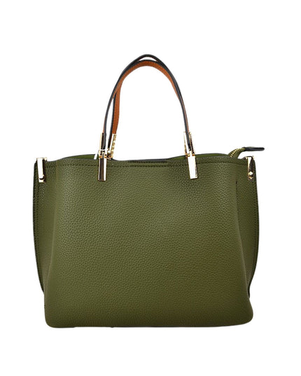Gold Detailed & Brown Handled Textured Bag