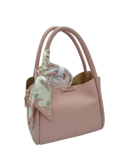 Scarf Detail Pebbled Vegan Leather Satchel Handbag